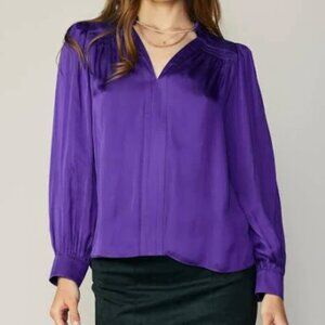 Current Air Purple Smocked Shoulder blouse